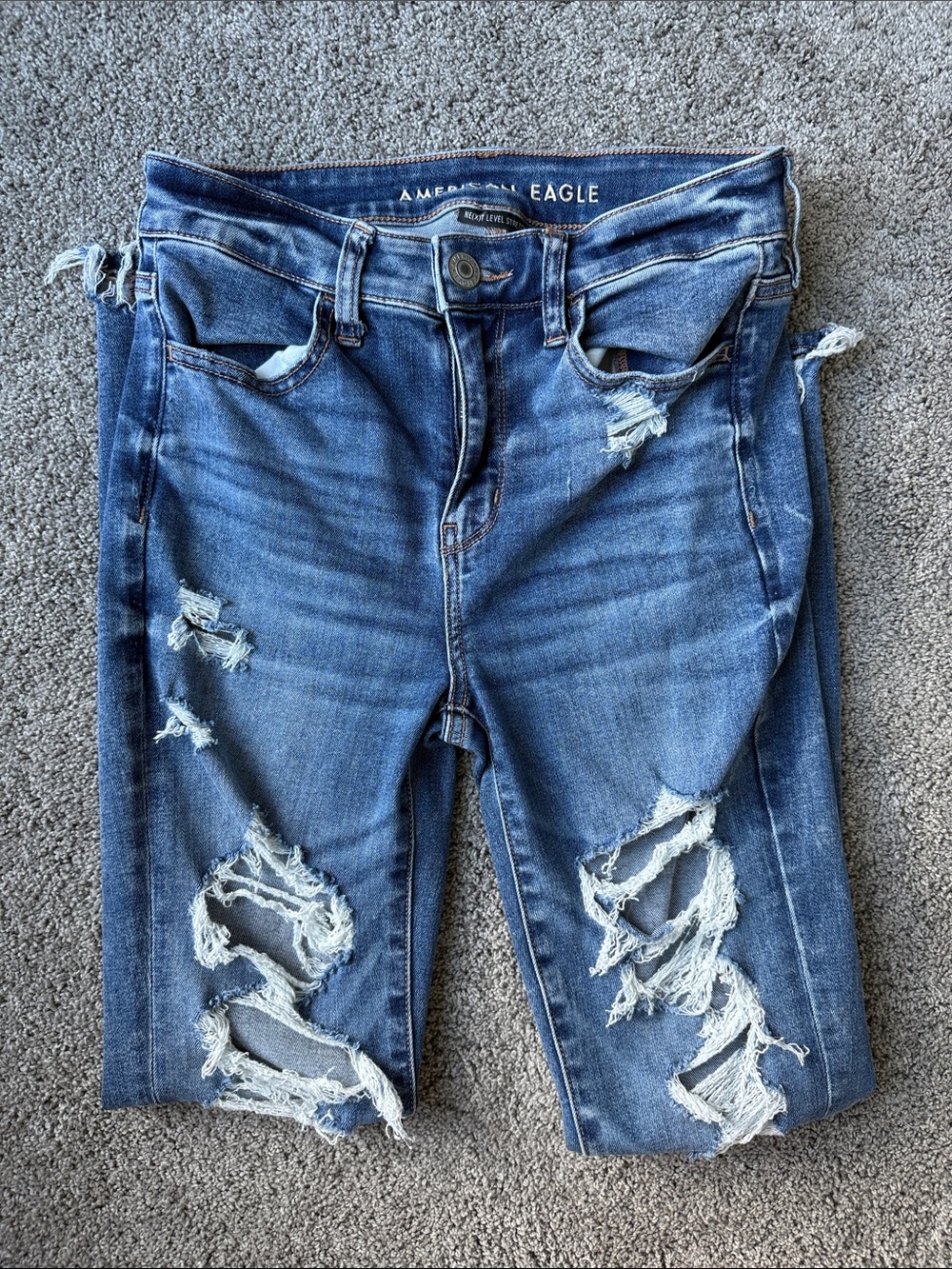 American Eagle Outfitters Blue Distressed Boyfriend Jeans